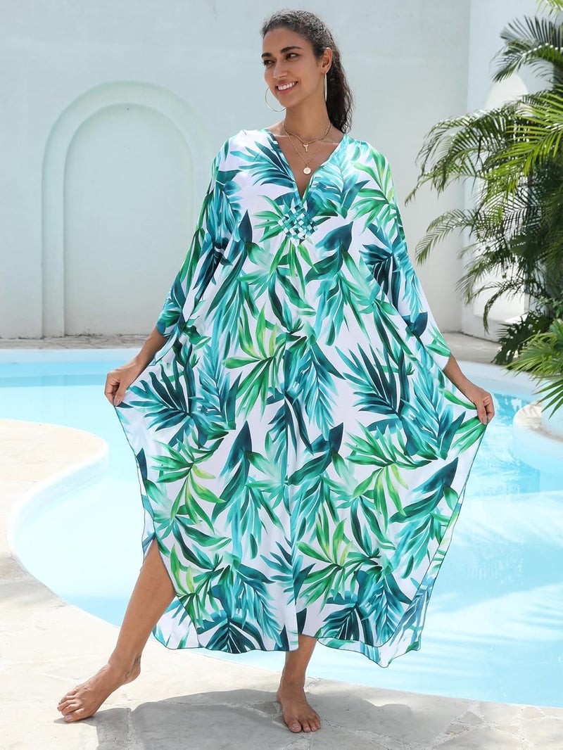 KEYLORTING Women's Plus Size Kaftan Dress – Plus Size Maxi Dress Moo Moos Beach Cover Up,Bathing Suit Cover-Up Loungewear - Image 5